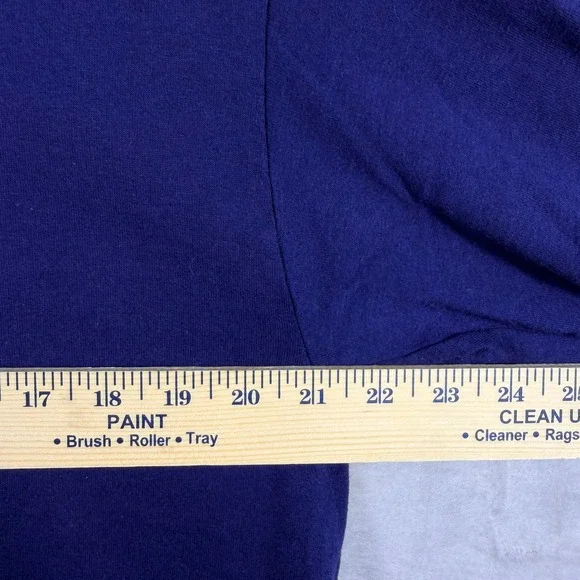 VINTAGE 90s Beach Club Jerzees Mens Graphic T Shirt Navy Textured USA Made - Picture 6 of 8